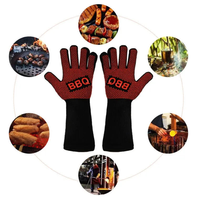 1 Pair High Temperature Resistant Silicone BBQ Gloves  Anti-Scalding Gloves(Fish Bone Black)