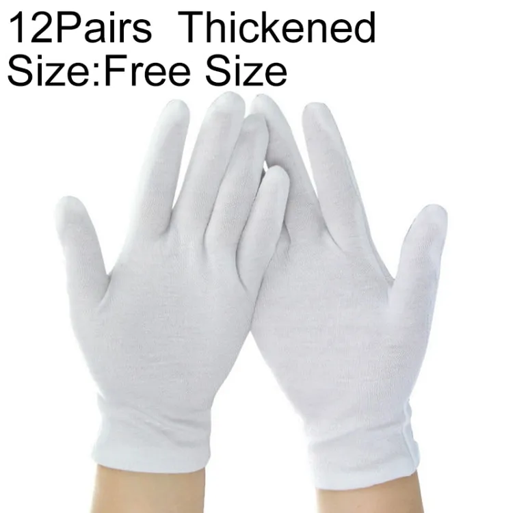 12 Pairs Pure Cotton Working Gloves, Thickened， Size：Free Size