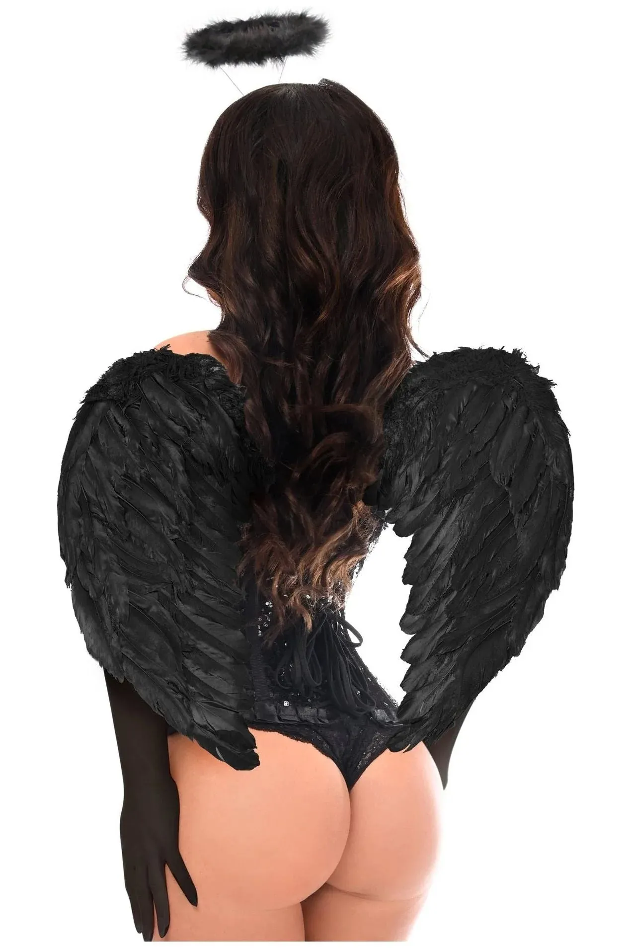 4 PC Pin-Up Dark Angel Corset Costume