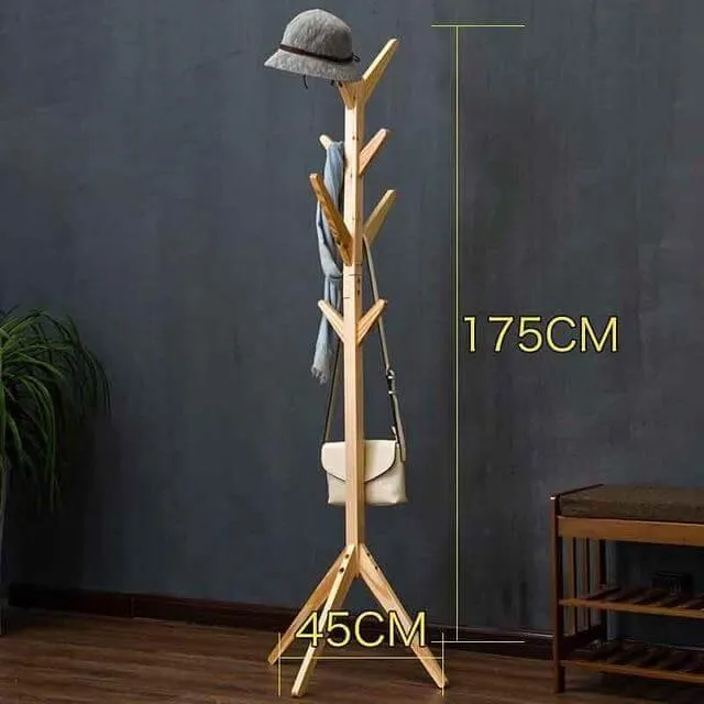 8 Hooks Solid Modern Wood Modern Coat Hanger