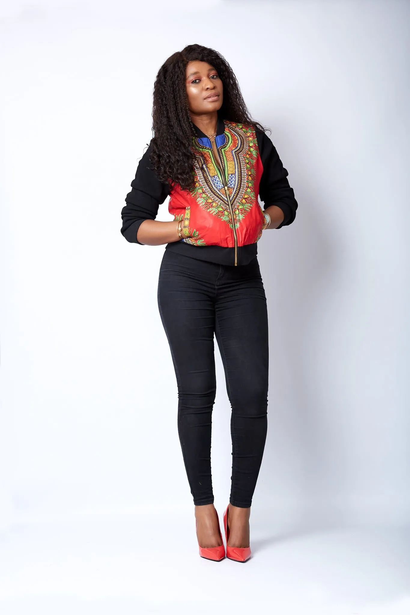 African Danshiki Print Bomber Jacket - Jadey