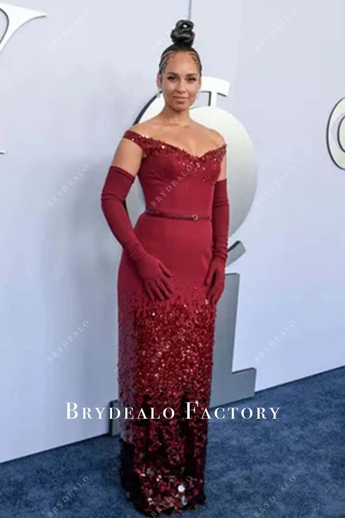 Alicia Keys 2024 Tony Awards Burgundy Dress