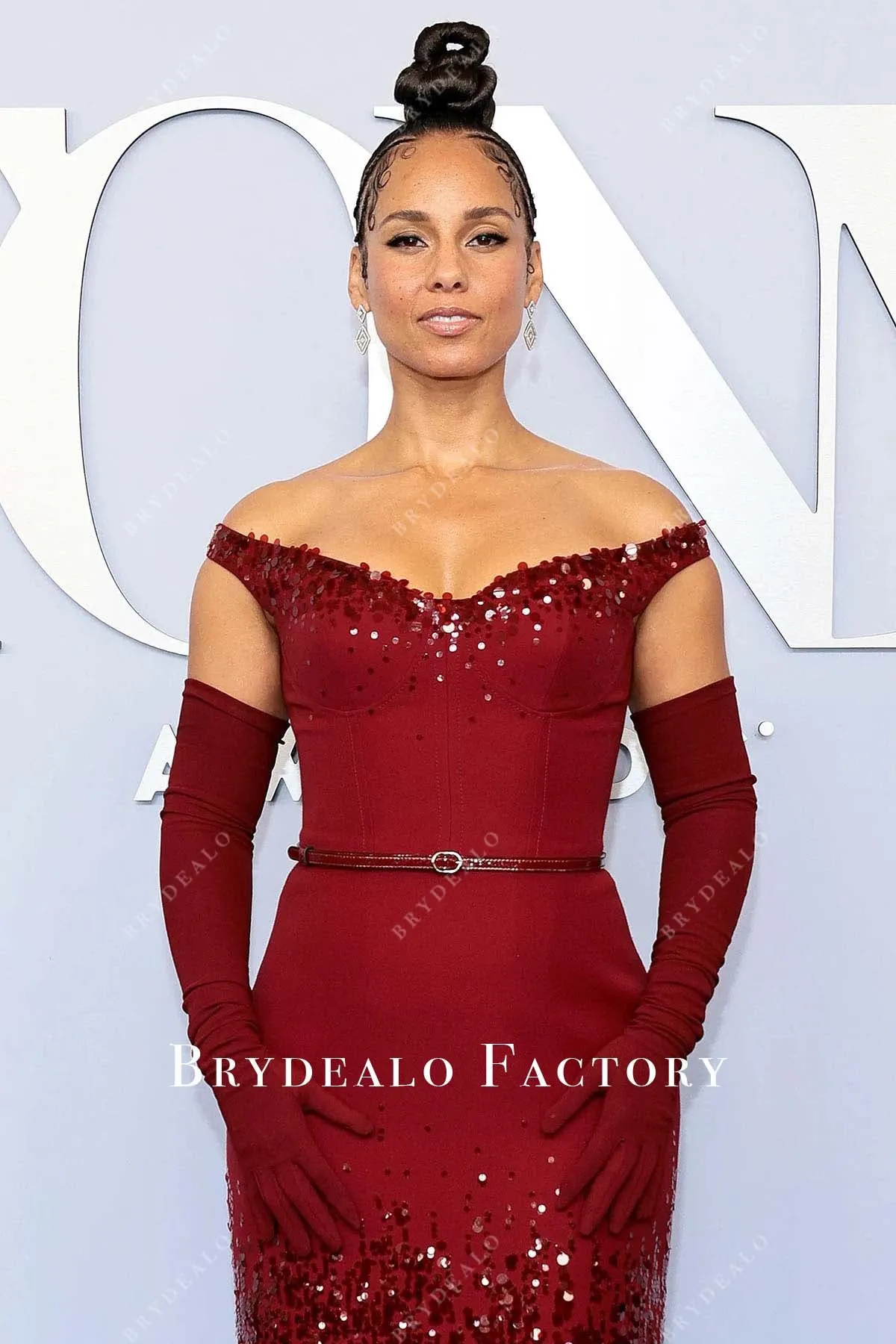 Alicia Keys 2024 Tony Awards Burgundy Dress