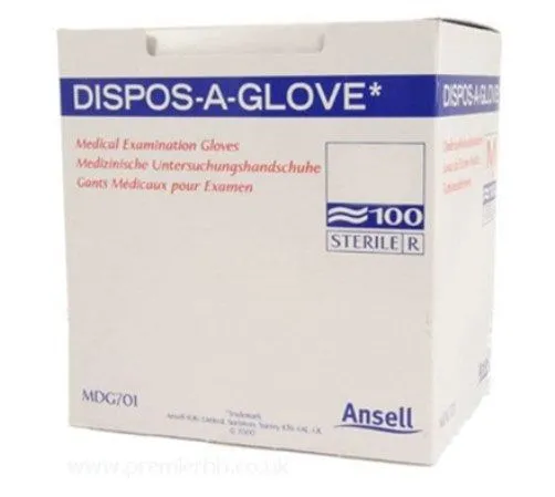 Ansell Dispos-A-Glove STERILE Powder Free Examination Gloves Large x 100