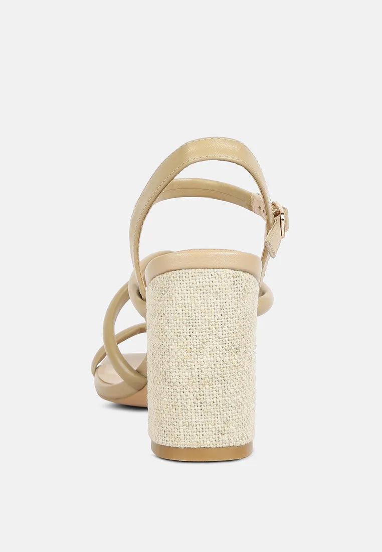 ARTHA open square toe block heel sandals in Taupe