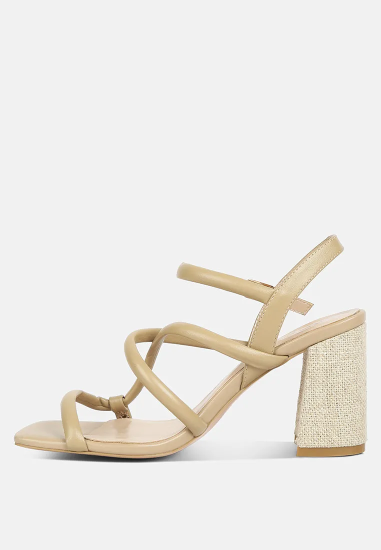 ARTHA open square toe block heel sandals in Taupe