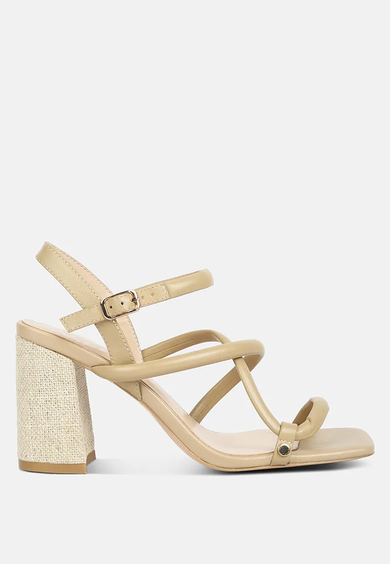 ARTHA open square toe block heel sandals in Taupe