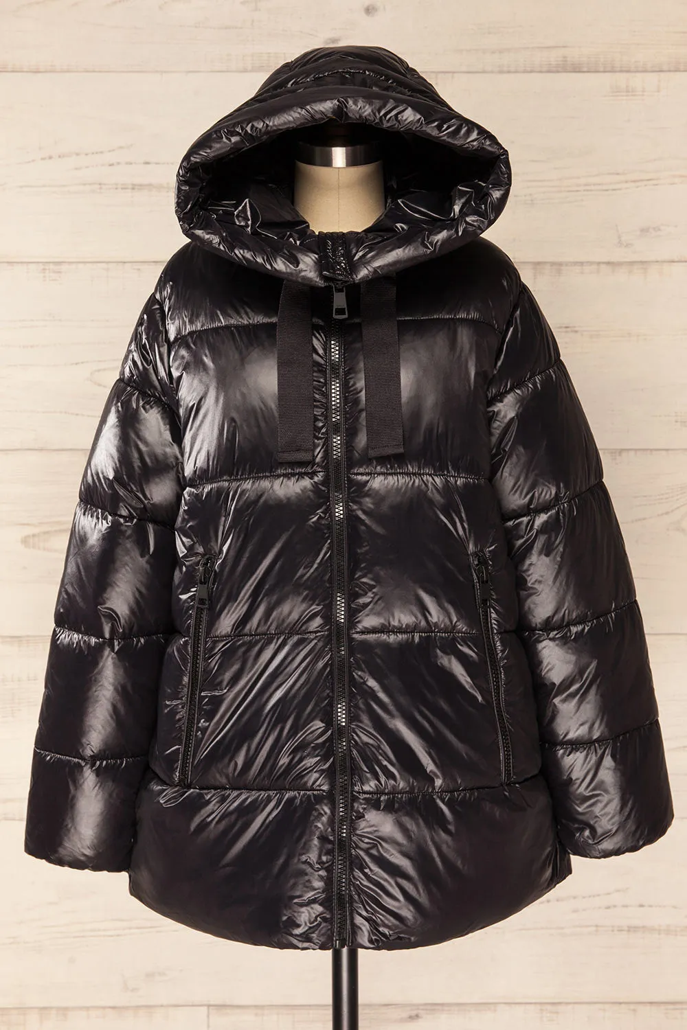 Baidoa Black | Quilted Coat w/ Broad Details