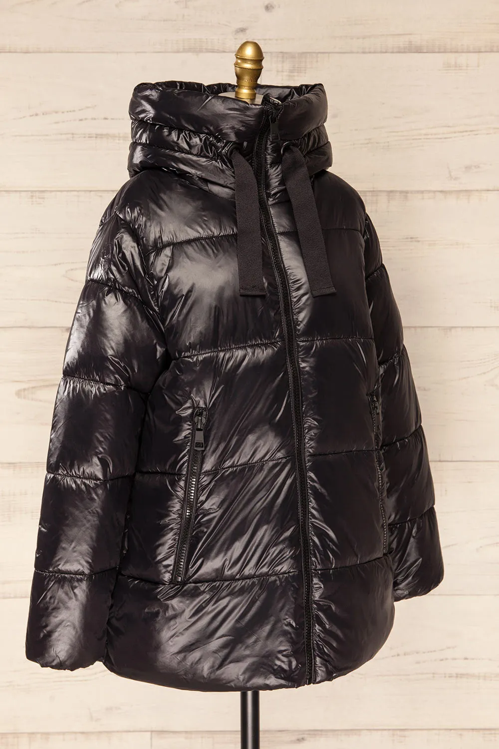 Baidoa Black | Quilted Coat w/ Broad Details