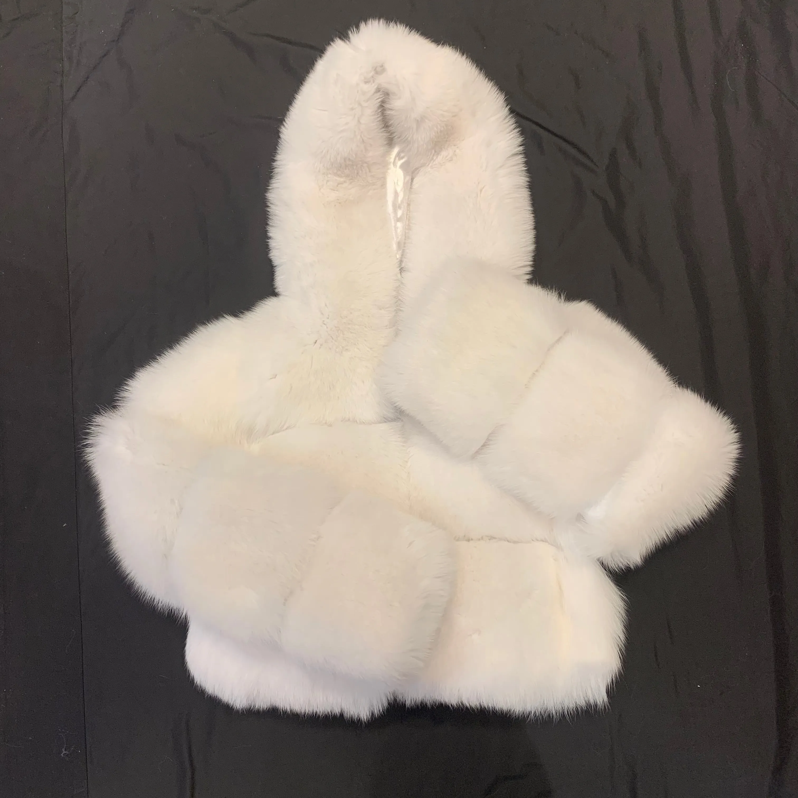 Barya NewYork Women's White Spliced  Arctic Fox Fur Hooded Coat