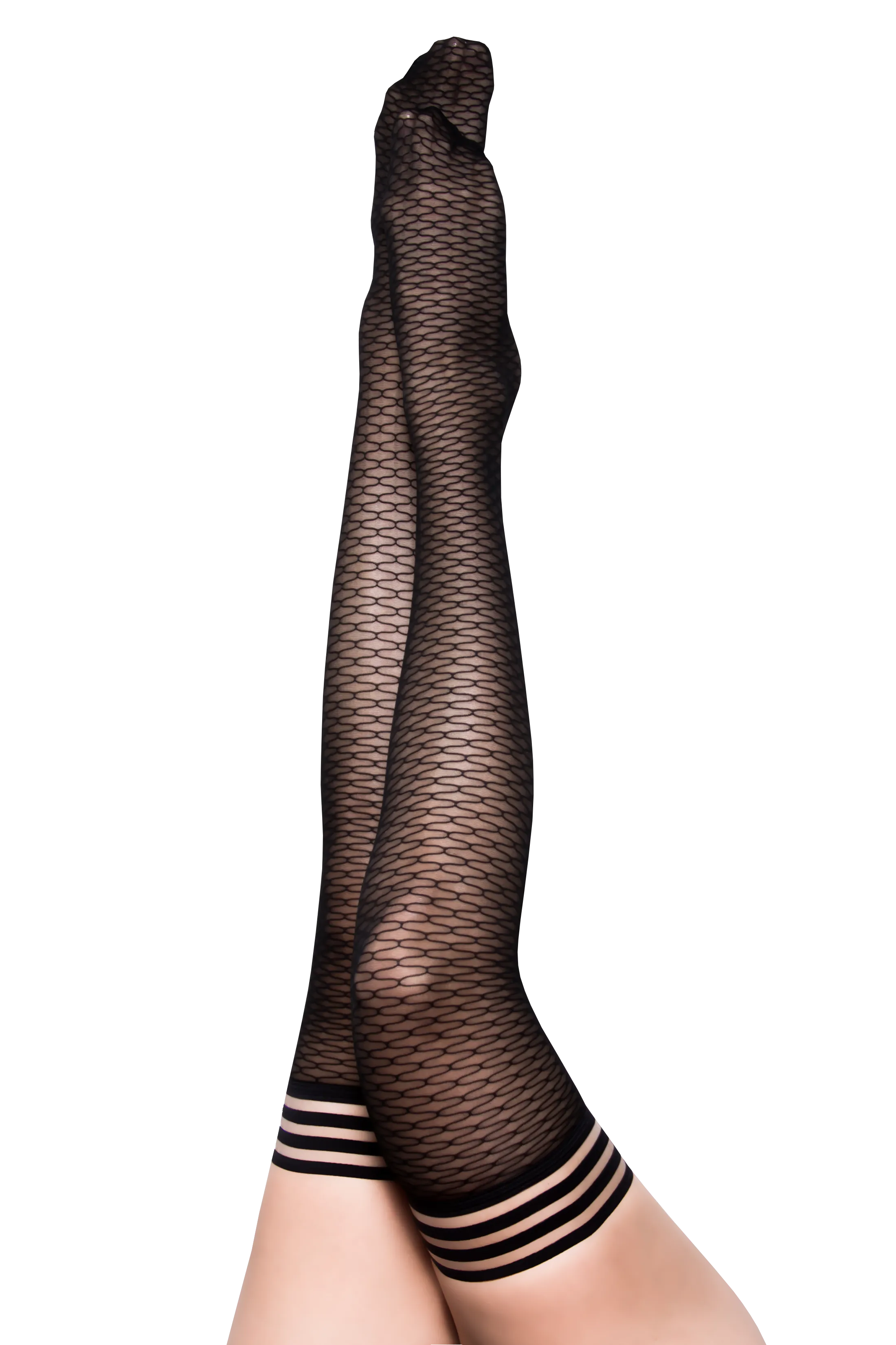 Beth Ann: A Deliciously Modern Take on Traditional Black Fishnet Thigh Highs. Petite to Plus Size