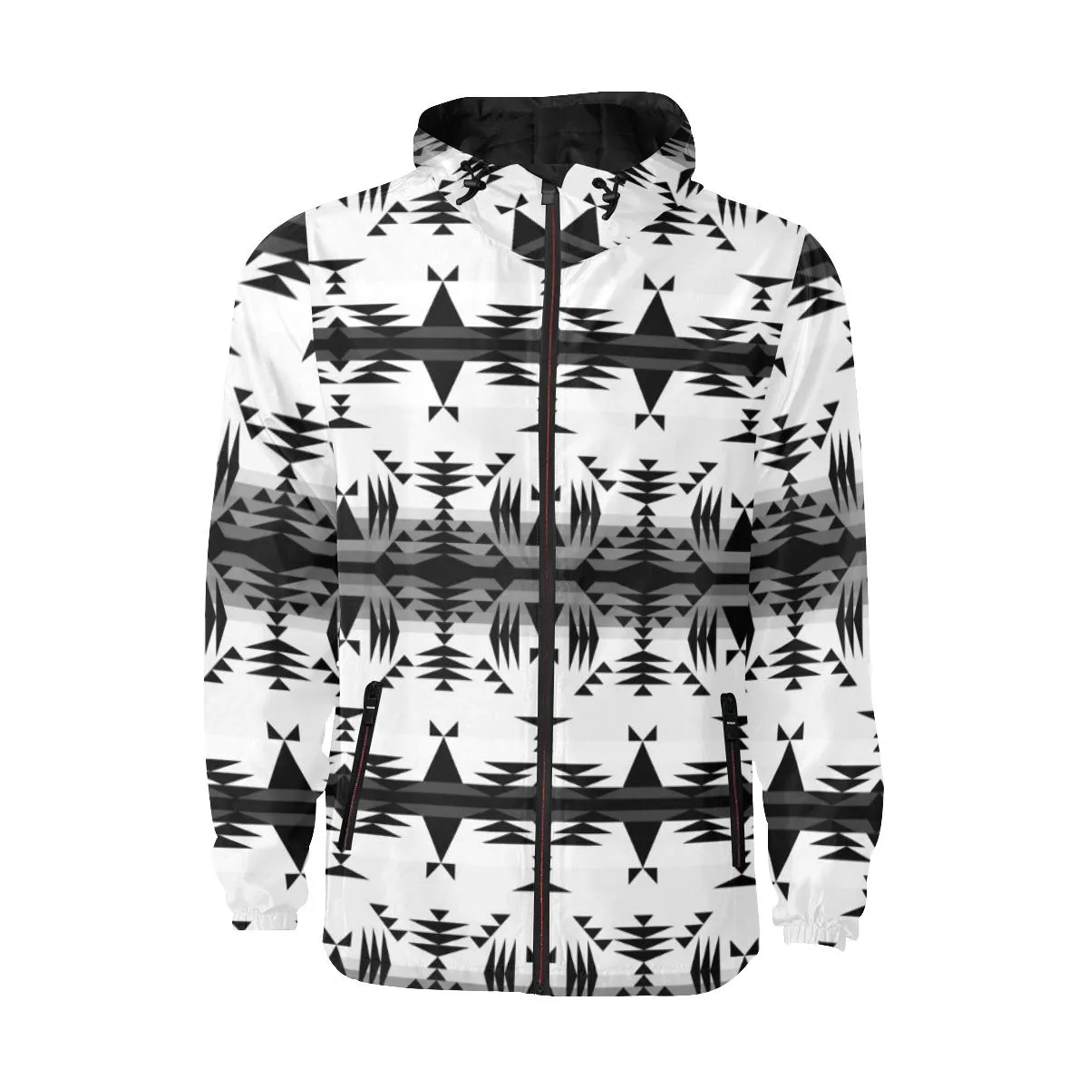 Between the Mountains White and Black Unisex Quilted Coat