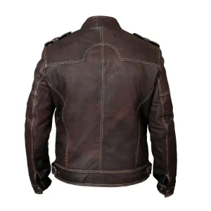 Biker Vintage Motorcycle Distressed Brown Cafe Racer Leather Stylish Jacket