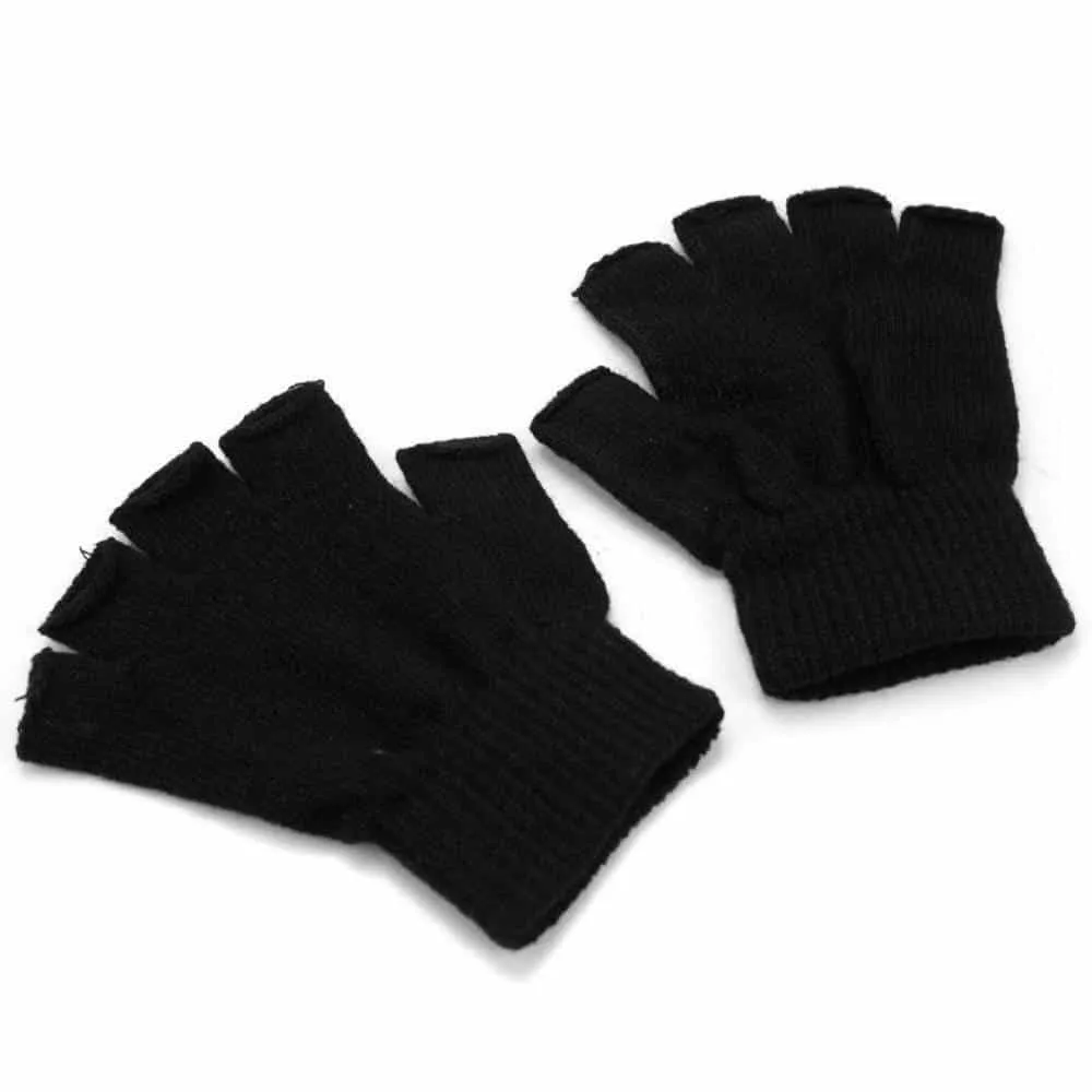 Black Knitted Fingerless Gloves