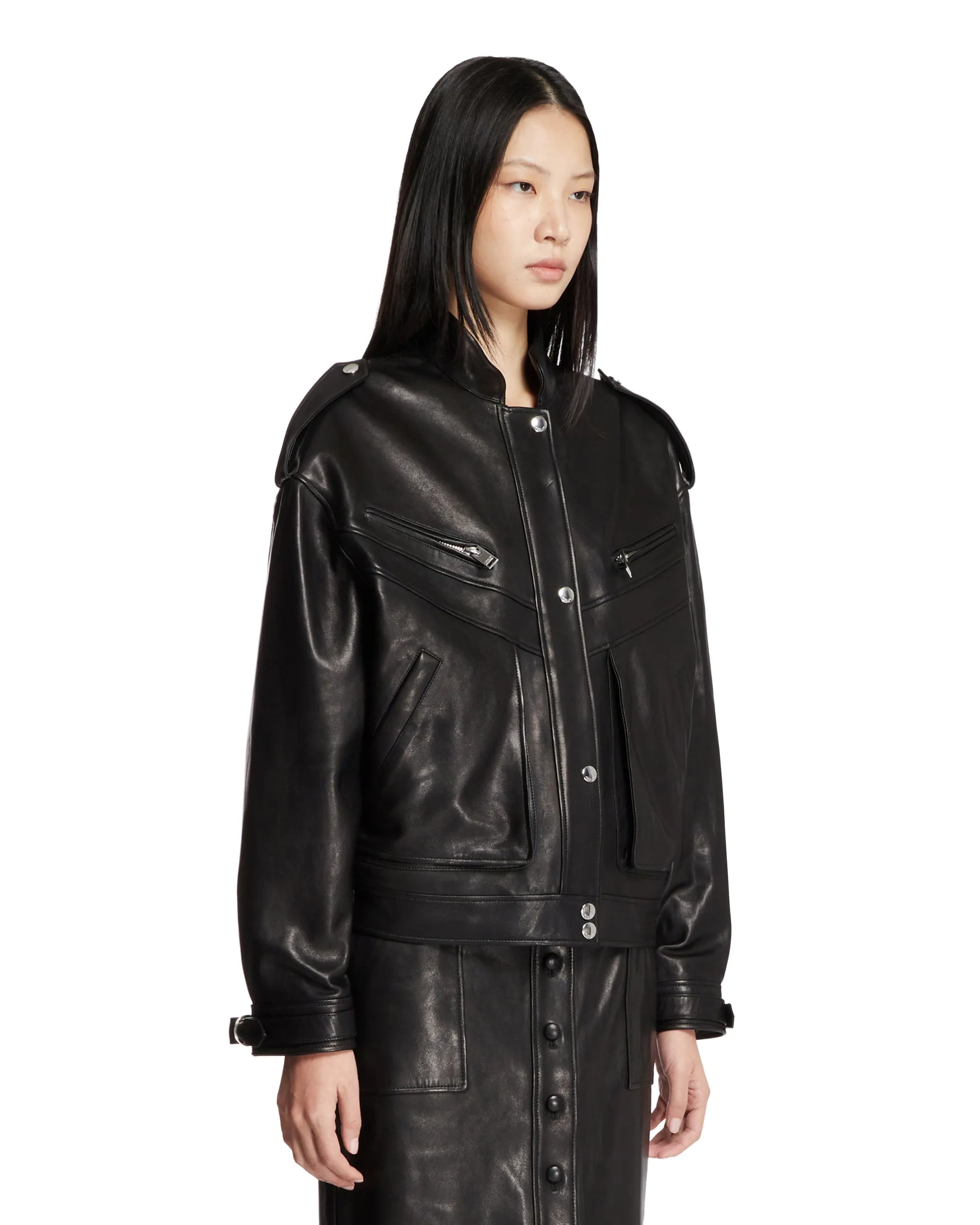 Black Leather Bomber Jacket