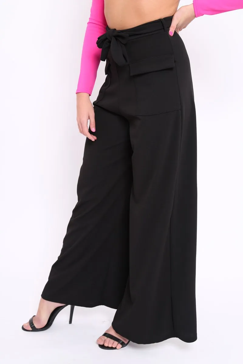 Black Wide Leg Trousers - Yari