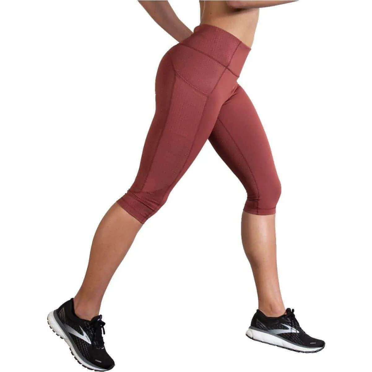 Brooks Method Womens 3/4 Capri Running Tights - Red