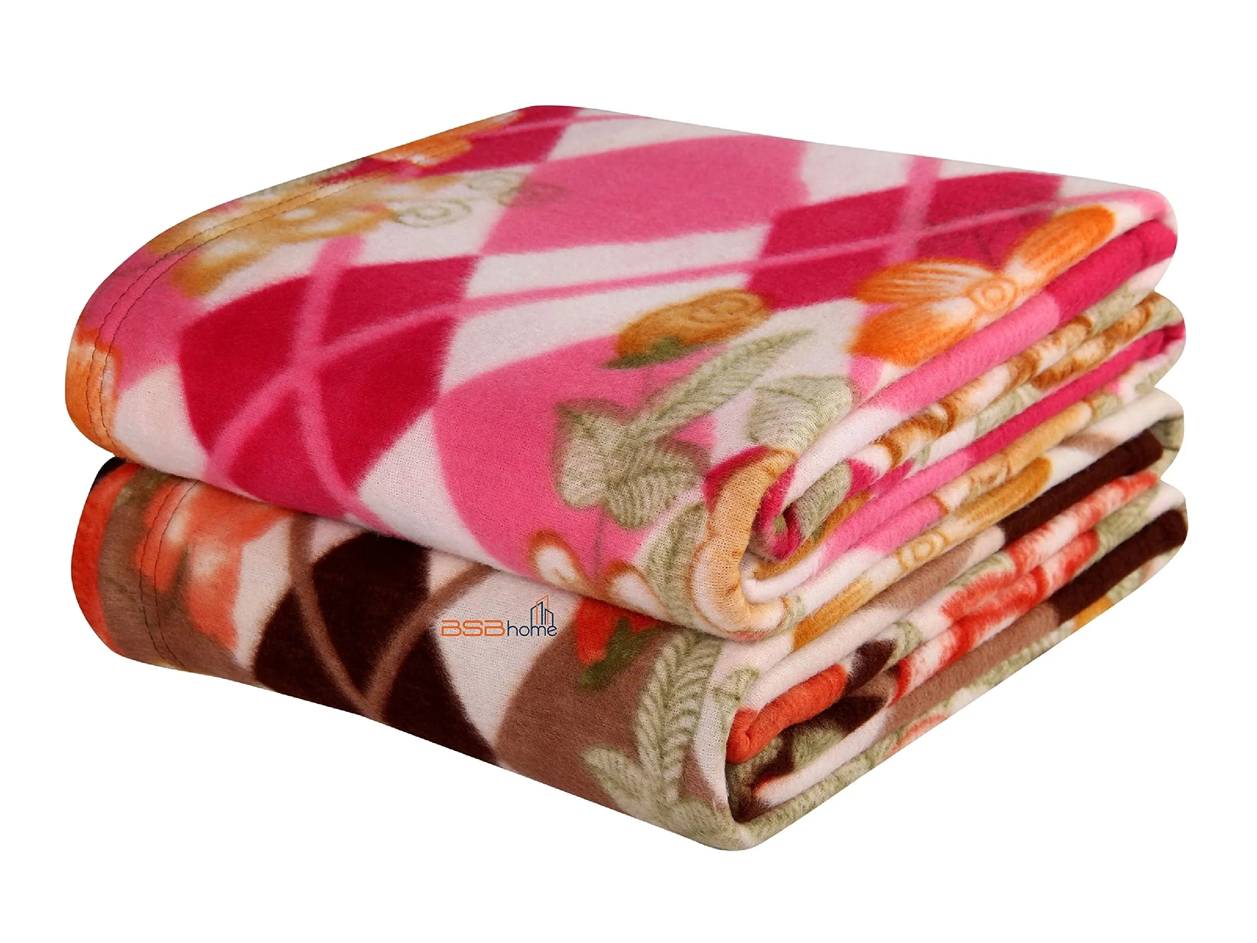 BSB HOME All Season Miltipurpose Polar Fleece Blanket Combo Assorted Multicolour Lightweight Blanket Set of 2, 60X90 Inches, Coffee