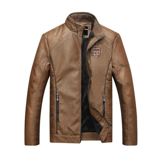 Casual Solid Fashion Leather Bomber Jacket