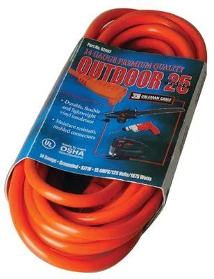 CCI 02407 Vinyl Extension Cord, 25 ft, 1 Outlet (1 EA)