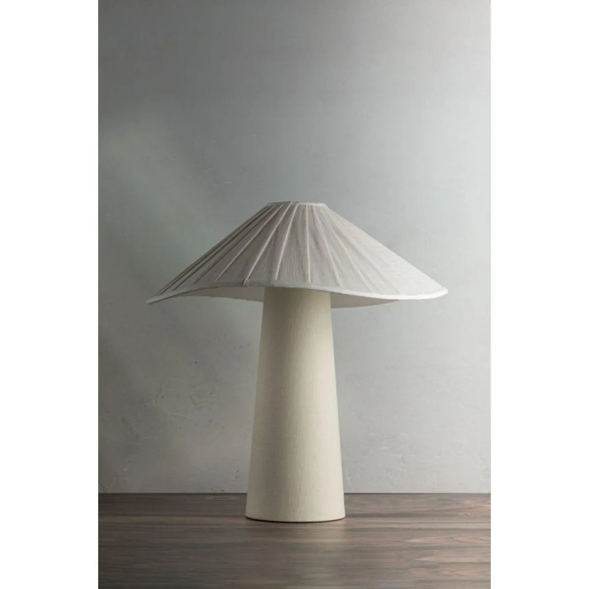 Chanterelle Table Lamp Natural Linen with Patina Brass Accents