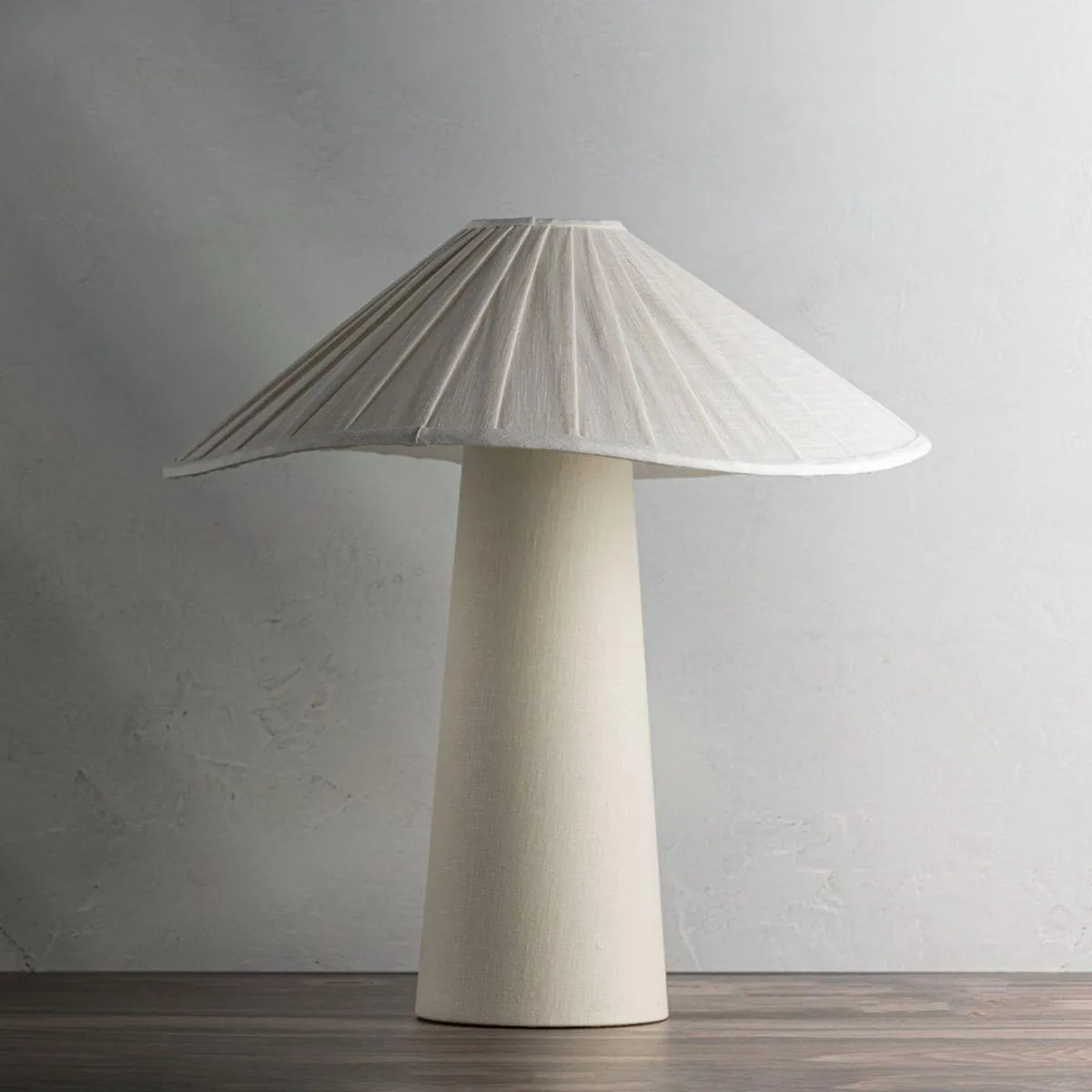 Chanterelle Table Lamp Natural Linen with Patina Brass Accents