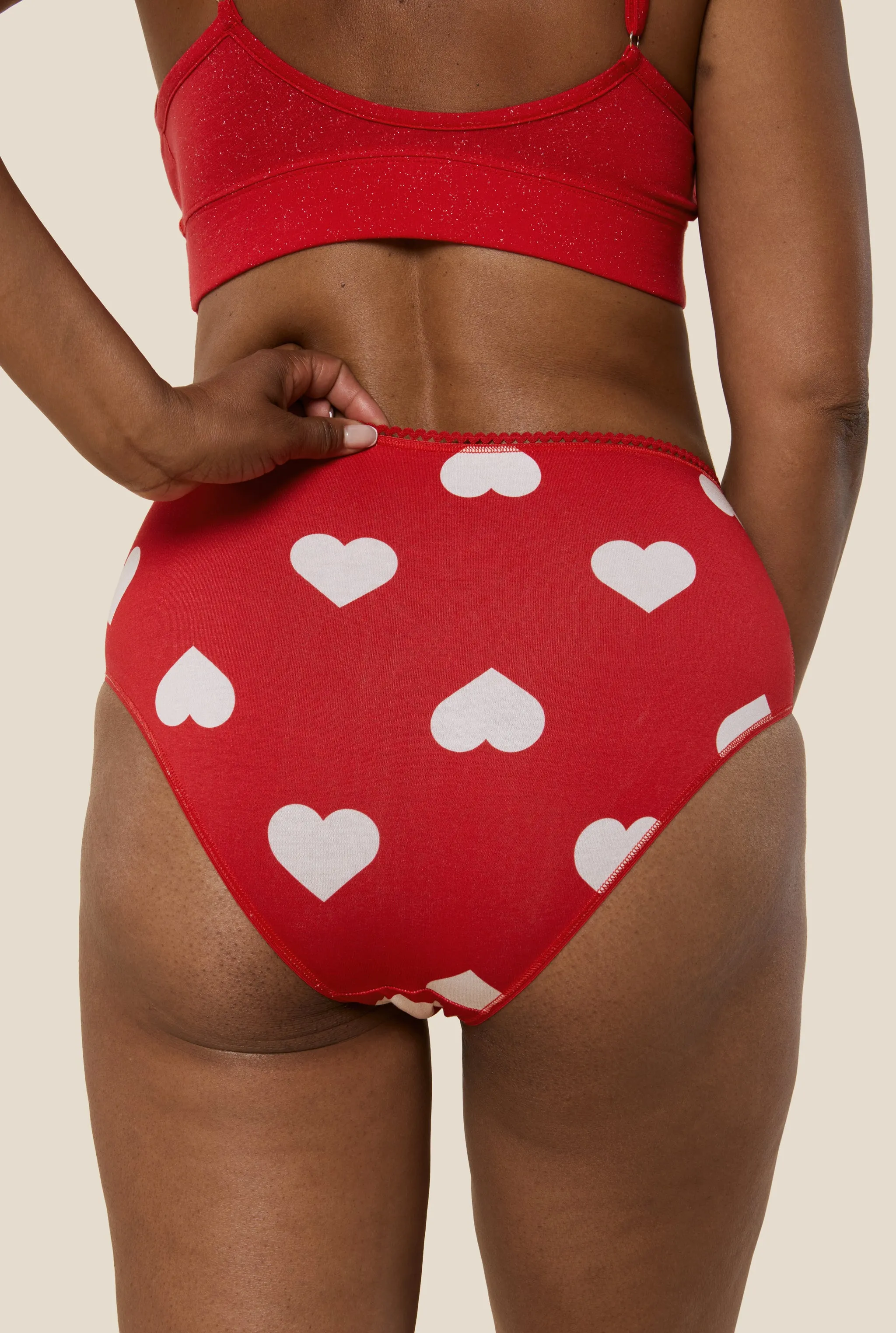 Culotte Taille Haute Coton BIO - Big Love Rouge