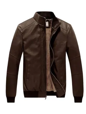 Dark Brown Bomber Leather Jacket