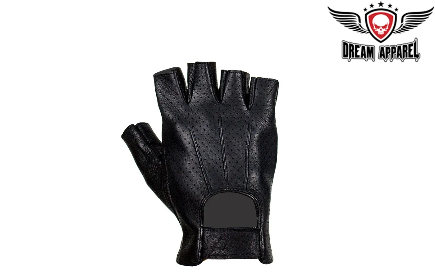 Deer Skin Leather Fingerless Riding Gloves