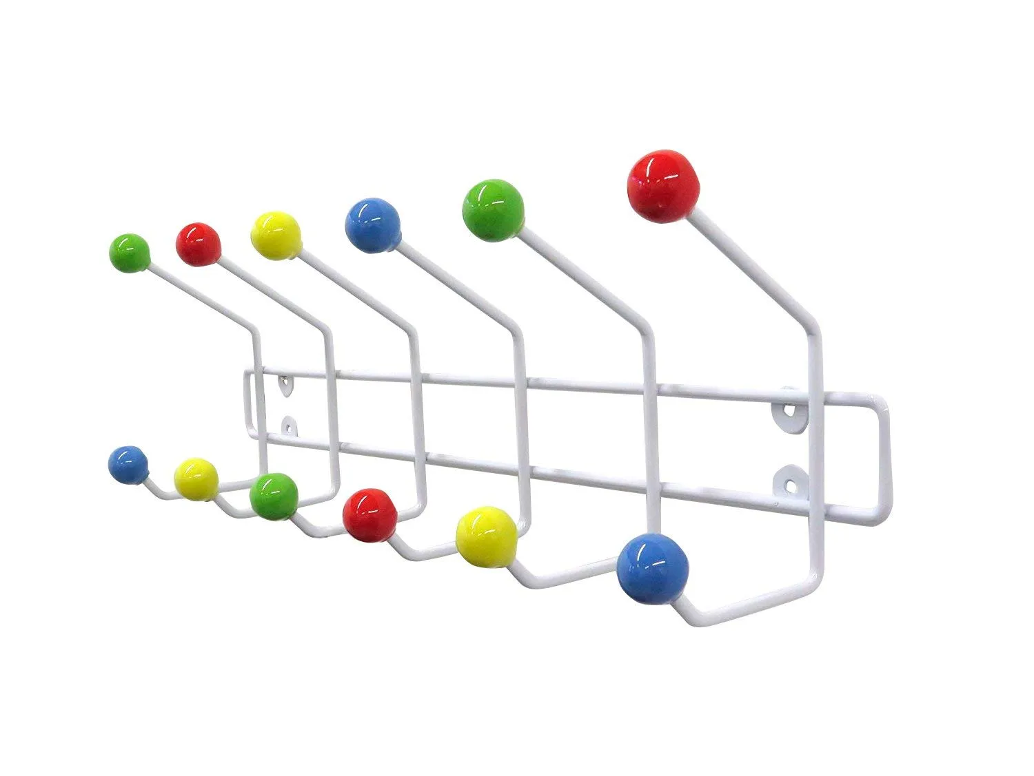 Deluxe Wall Mounted Coat Hanger with 12 Ceramic Multi-Colour Balls on Metal Frame