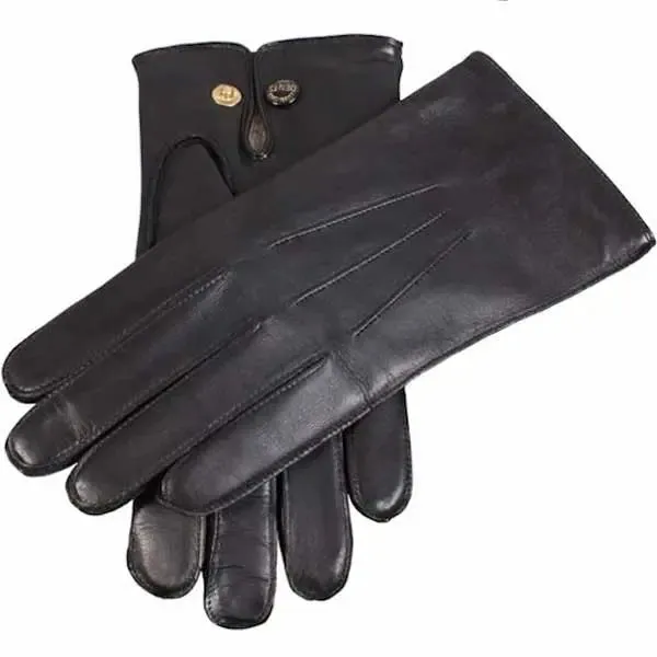 DENTS Mendip Wool-Lined Leather Officers Gloves - Mens - Black