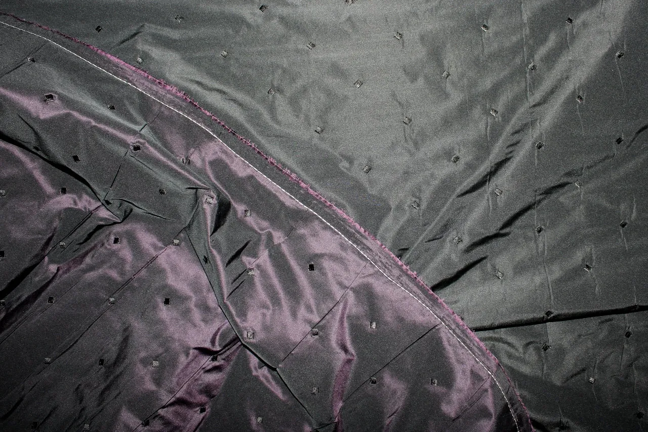 Dot Quilted Reversible Coating - Black Grape/Black