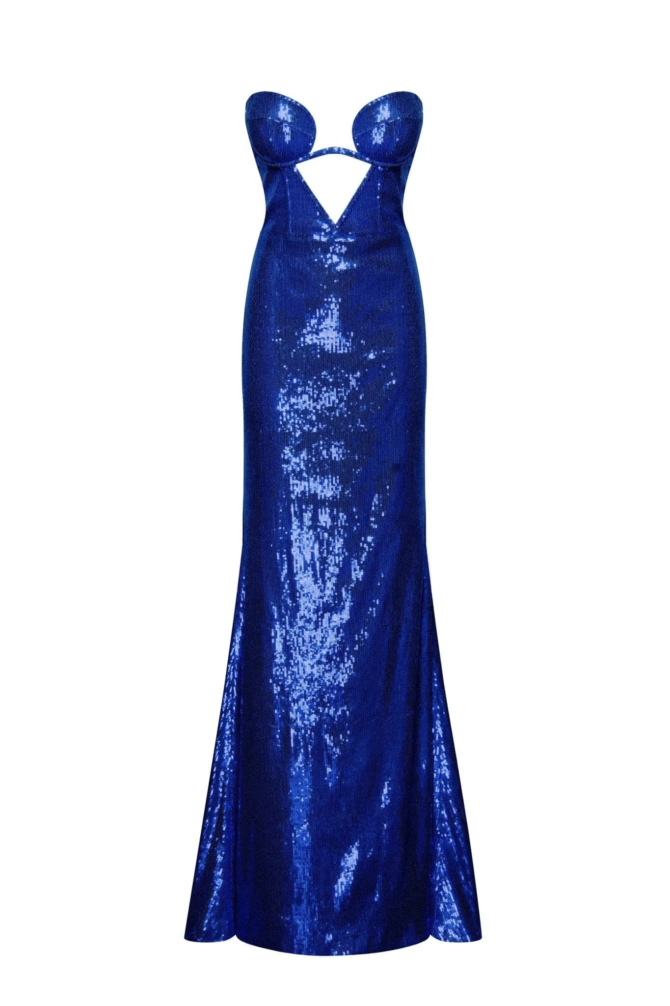 Electric blue maxi dress covered in sequins