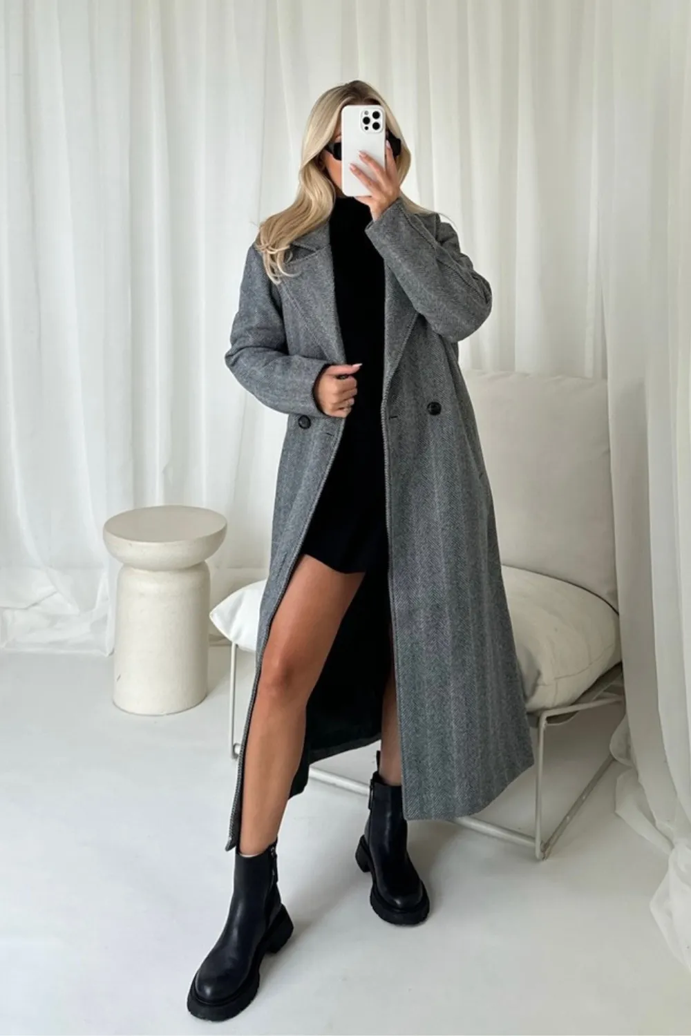 Elsie dark grey longline jacket