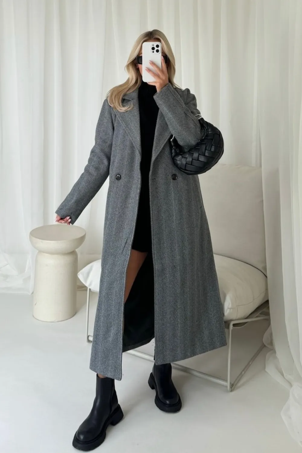 Elsie dark grey longline jacket