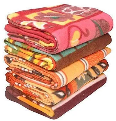 ELSTONE HOME Fleece Single Printed Bed Blanket Set of 5-Multicolor