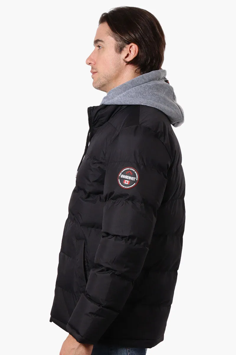 Fahrenheit Fleece Hood Bubble Bomber Jacket - Black