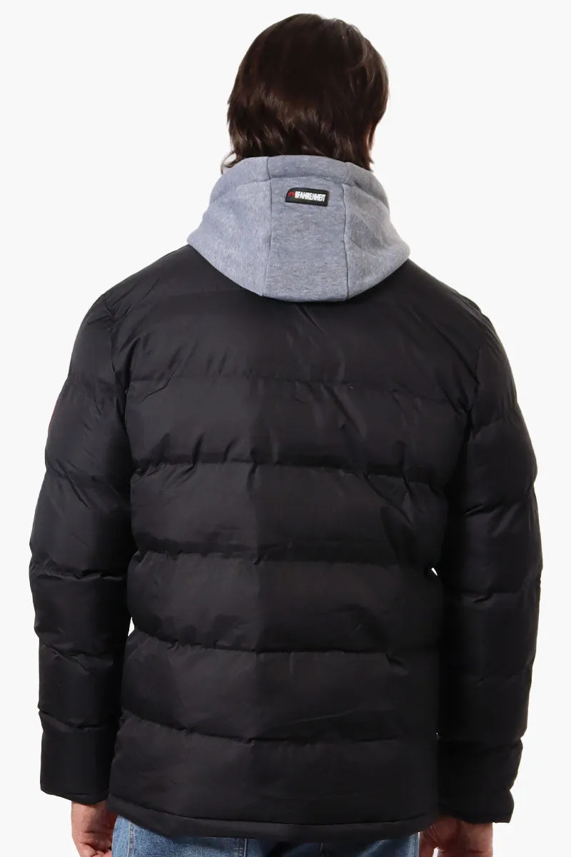 Fahrenheit Fleece Hood Bubble Bomber Jacket - Black