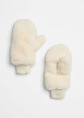 Faux-Fur Mittens - Ivory