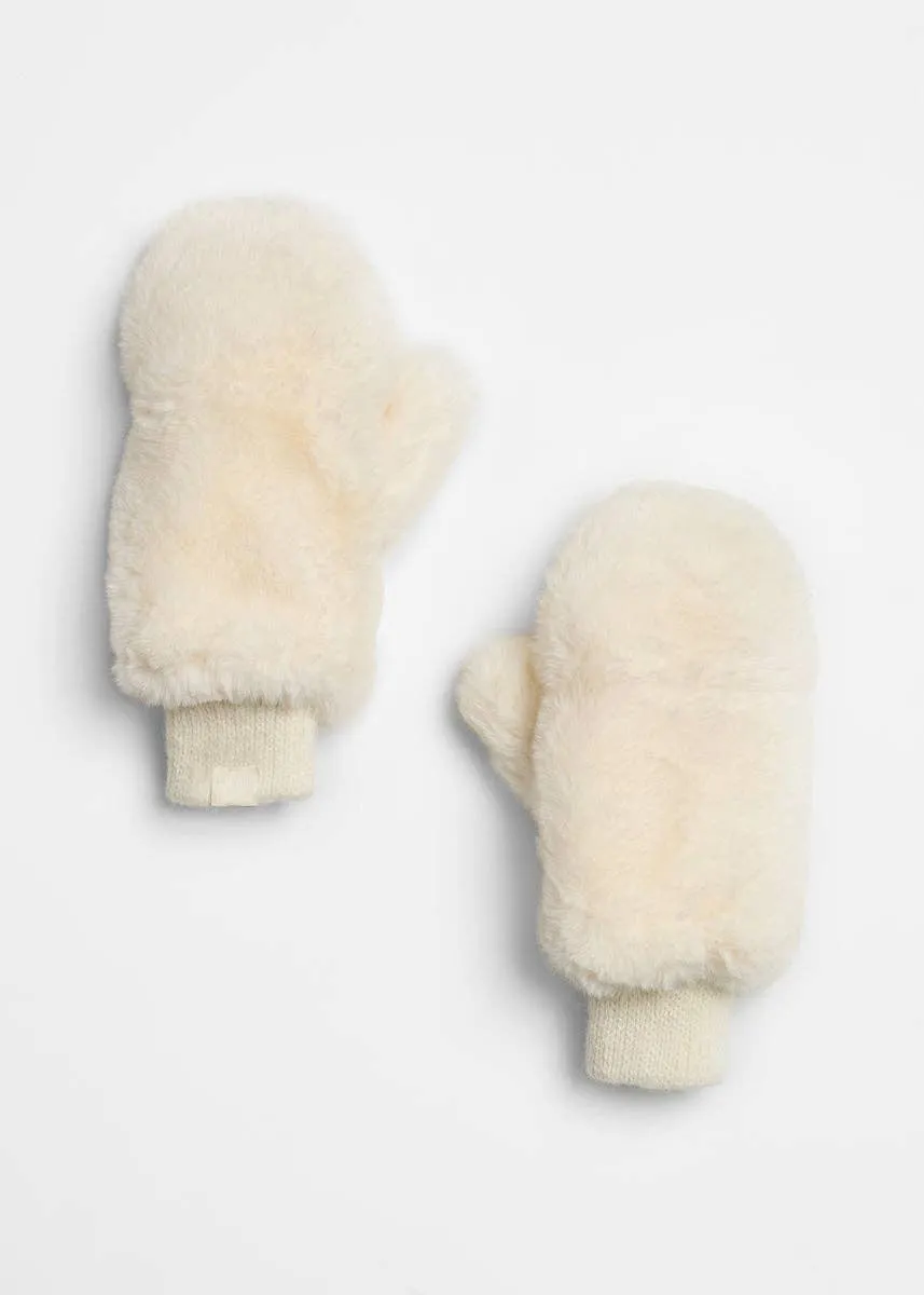 Faux-Fur Mittens - Ivory