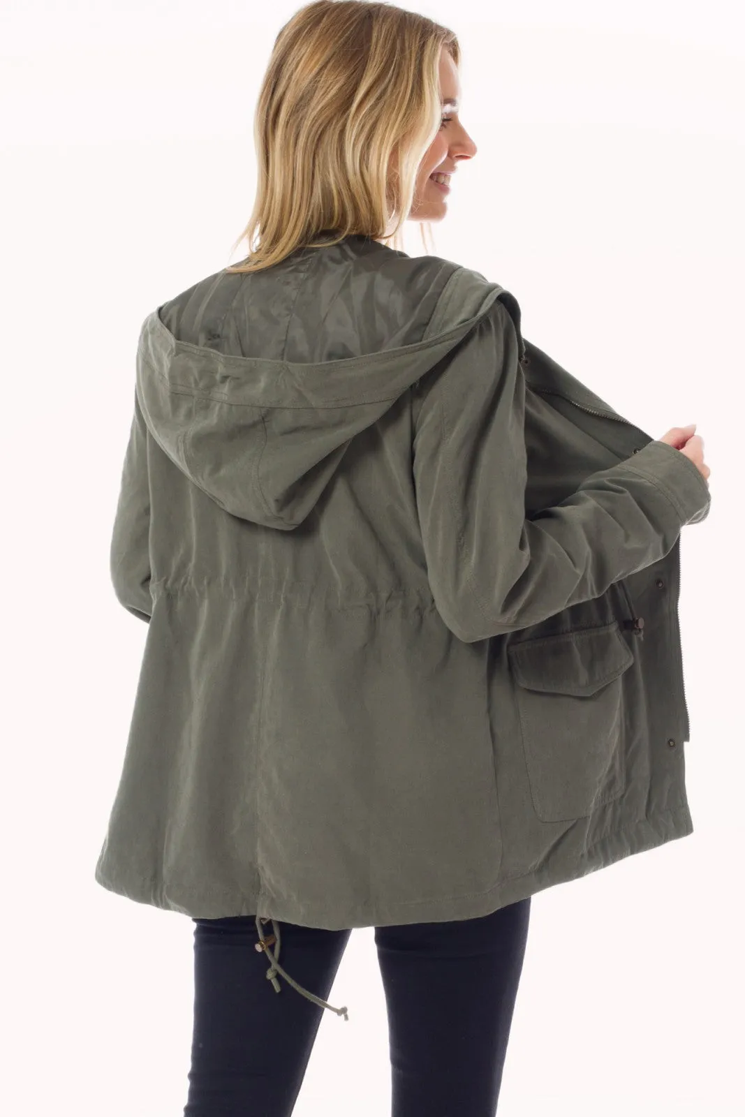 Faux Suede Utility Safari Military Jacket Anorak 1149