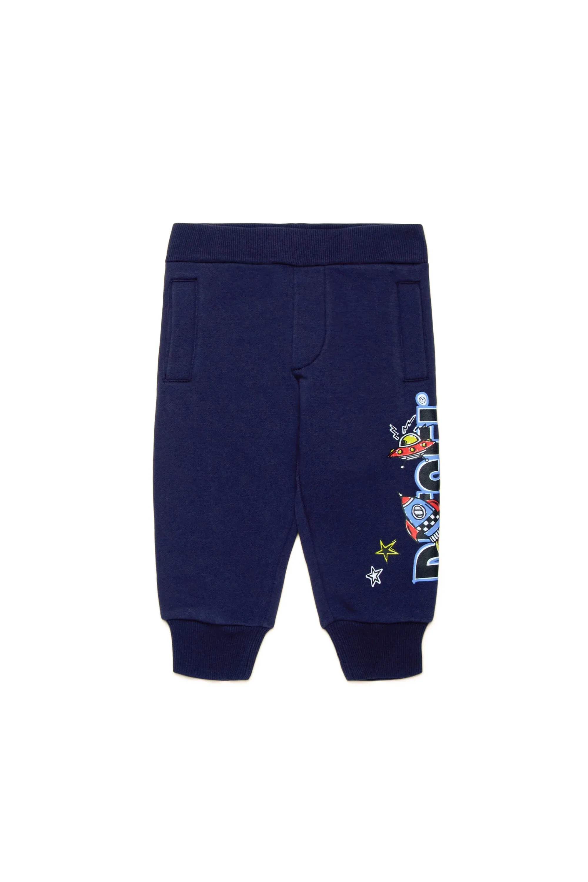 Fleece Jogger Trousers With Funny Graphic (Blue) - K00571KYAYTK8AT