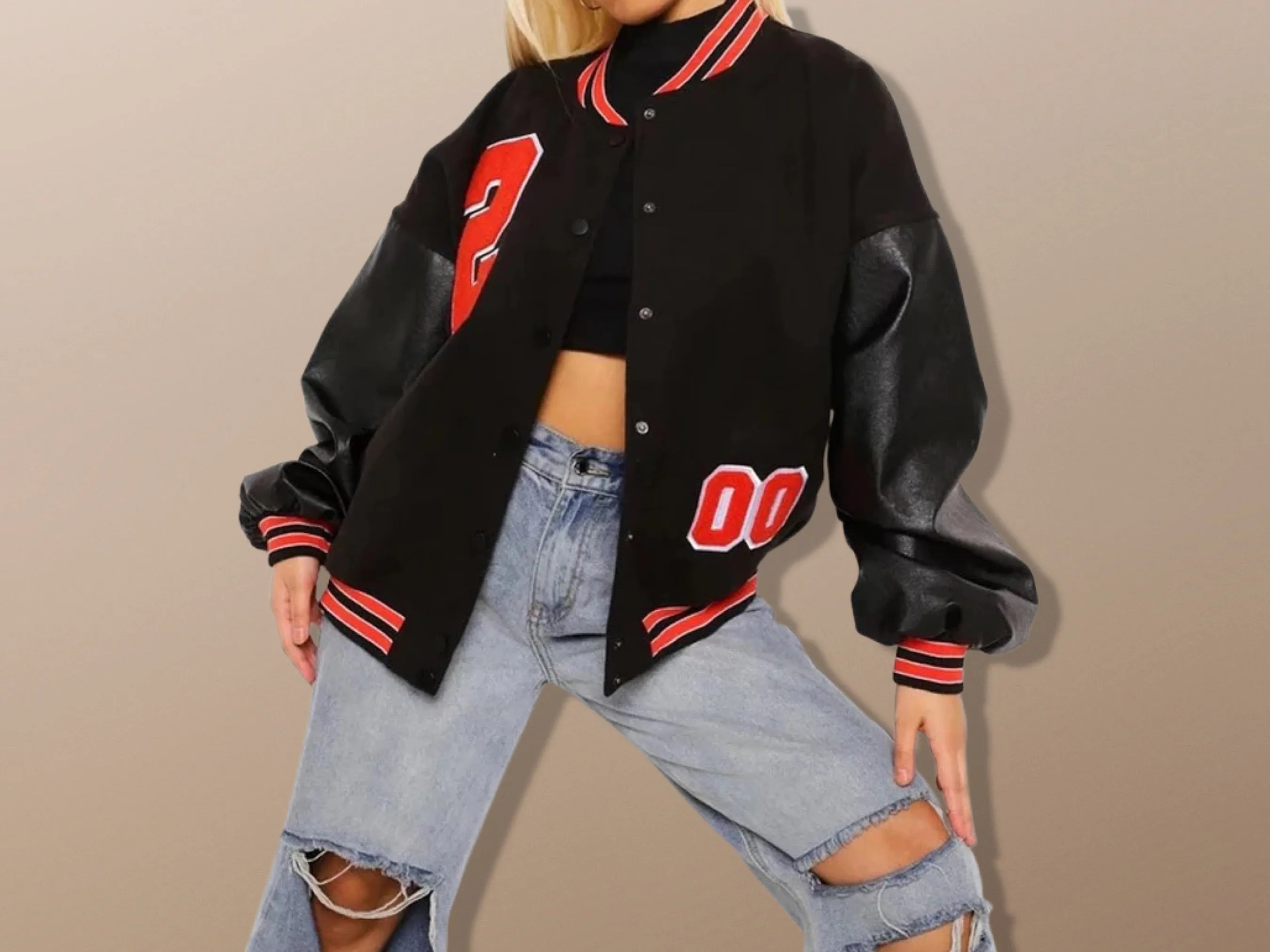 Fleece Lettered Embroidered Harajuku Bomber Streetwear Jacket