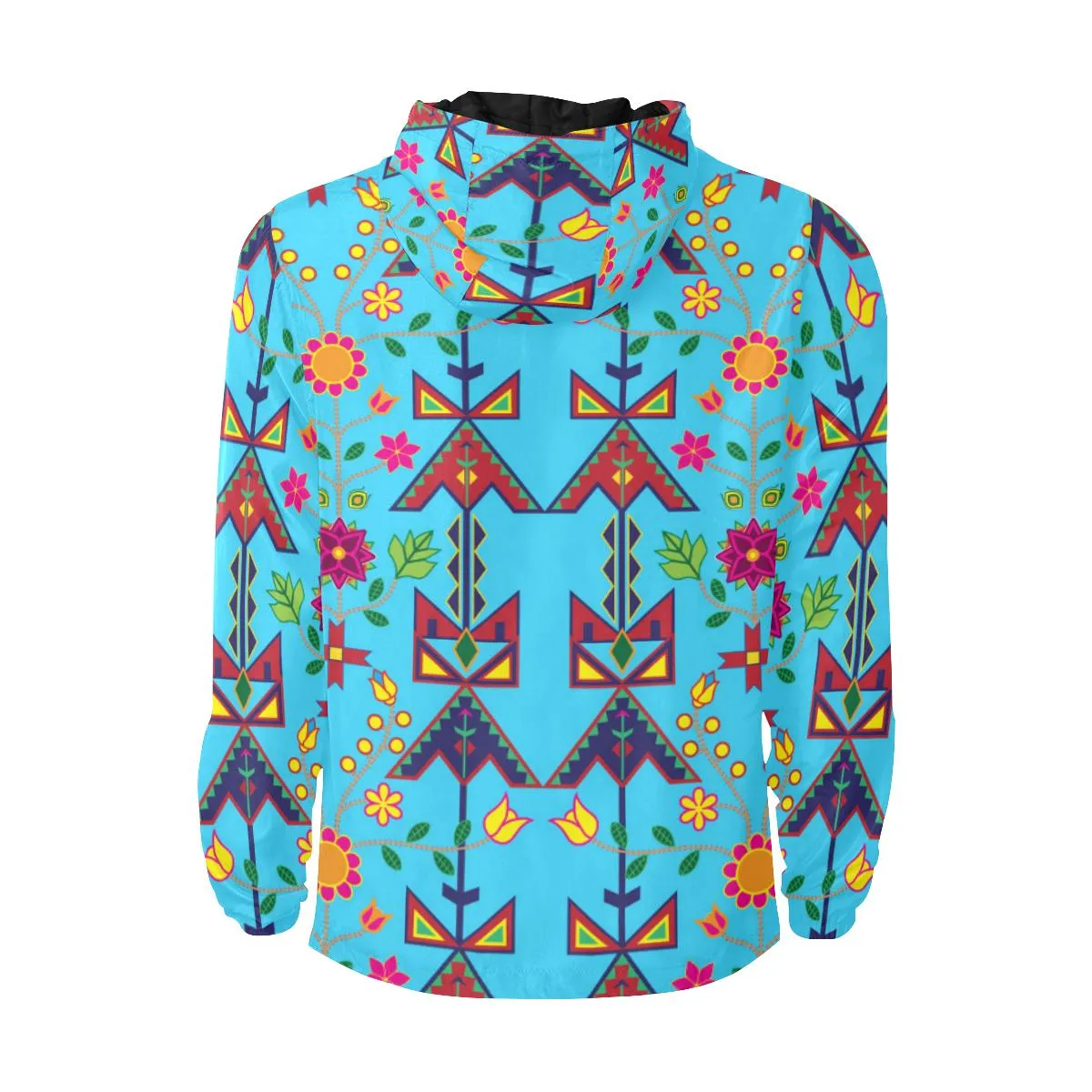 Geometric Floral Spring-SKy Blue Unisex Quilted Coat