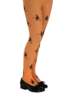 Glitter Witch Tights Orange