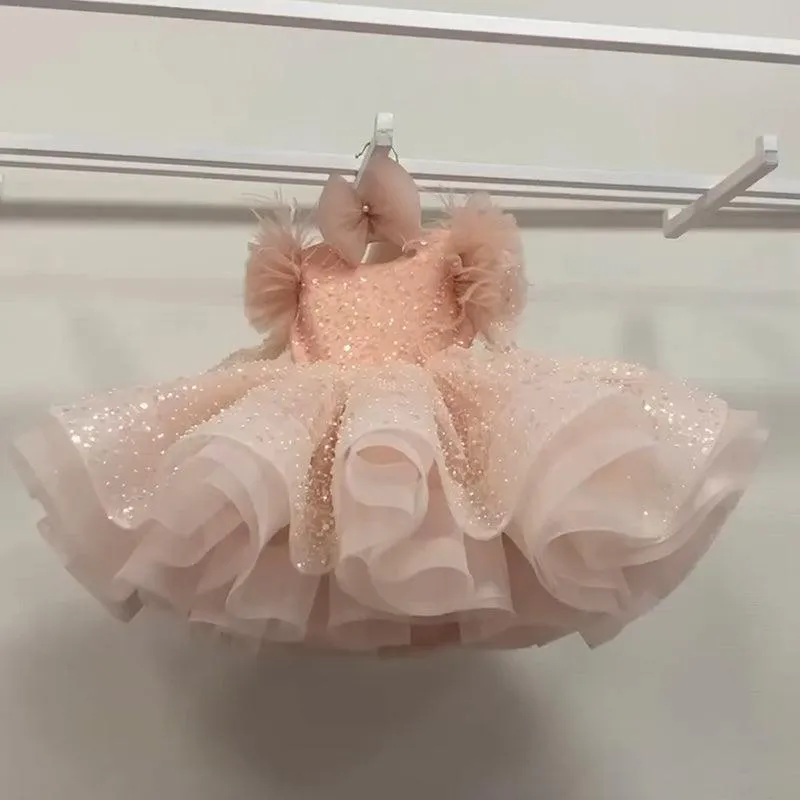 Glittery Tulle Dress Dreamy Sequin Gown Elegant Little Princess Dress Classic Princess Gown