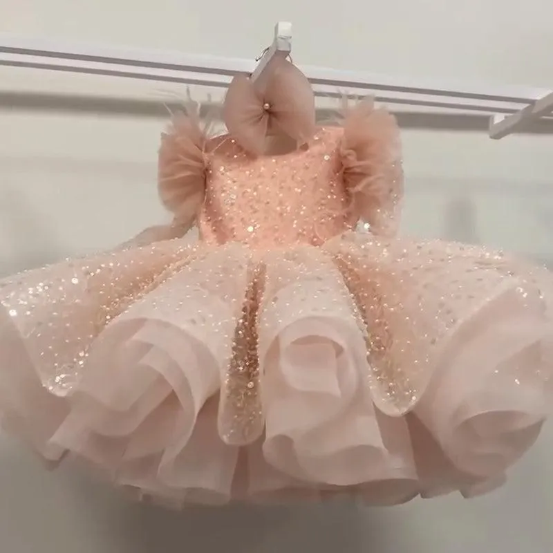 Glittery Tulle Dress Dreamy Sequin Gown Elegant Little Princess Dress Classic Princess Gown