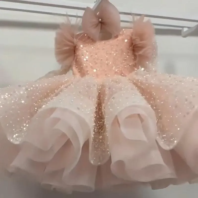 Glittery Tulle Dress Dreamy Sequin Gown Elegant Little Princess Dress Classic Princess Gown