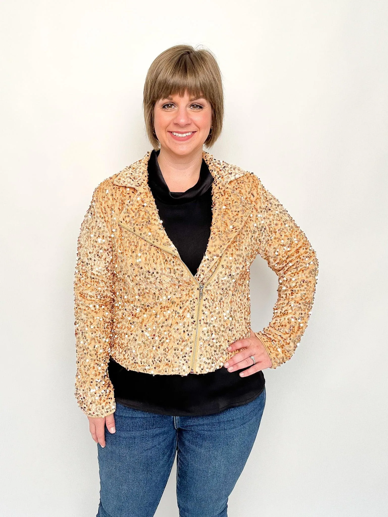 Gold Velvet Sequin Jacket