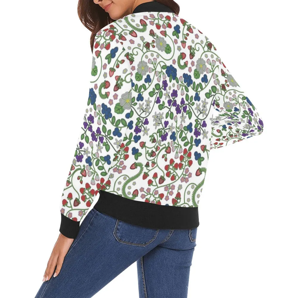 Grandmother Stories White All Over Print Bomber Jacket for Women